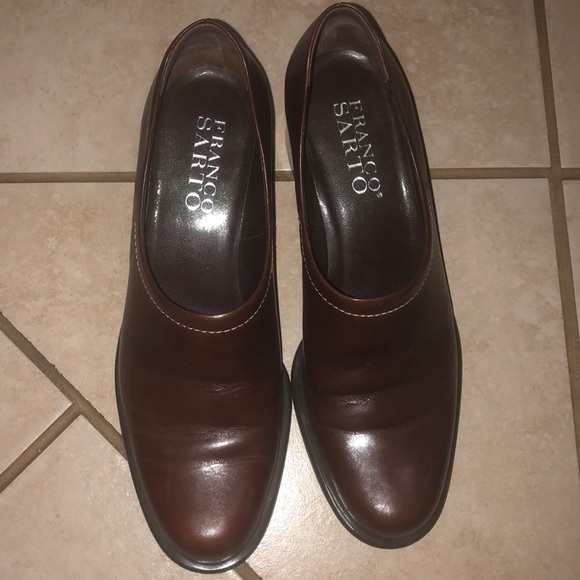 Franco Sarto brown leather heel block - Picture 3 of 6